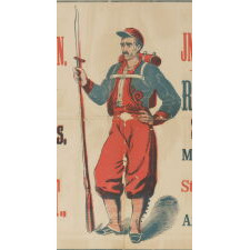 MASSIVE & COLORFUL CIVIL WAR RECRUITMENT BROADSIDE FOR THE "MANHATTAN RIFLES,” WHICH MUSTERED INTO 43RD AND THE 57TH NEW YORK INFANTRY DIVISIONS IN THE WAR'S OPENING YEAR, EASILY AMONG THE ABSOLUTE BEST OF ITS KIND, 1861