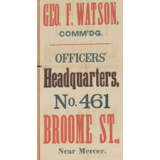 MASSIVE & COLORFUL CIVIL WAR RECRUITMENT BROADSIDE FOR THE "MANHATTAN RIFLES,” WHICH MUSTERED INTO 43RD AND THE 57TH NEW YORK INFANTRY DIVISIONS IN THE WAR'S OPENING YEAR, EASILY AMONG THE ABSOLUTE BEST OF ITS KIND, 1861