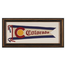 COLORADO PENNANT IN THE FORM OF THE COLORADO STATE FLAG, MADE IN DENVER BY M. SILVERMAN BETWEEN 1913 AND 1916, IMMEDIATELY FOLLOWING THE 1911 CREATION AND ADOPTION OF THE DESIGN