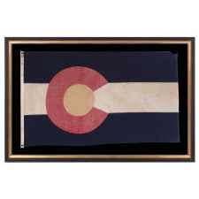 COLORADO STATE FLAG, MADE BY ANNIN & COMPANY OF NEW YORK & NEW JERSEY, circa 1935-1944, FORMERLY IN THE COLLECTION OF FLAG EXPERT WHITNEY SMITH, THE MAN WHO COINED THE TERM VEXILLOLOGY