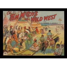 COLORFUL, LITHOGRAPHED POSTER FROM COL. TIM McCOY’S “WILD WEST SHOW & ROUGH RIDERS OF THE WORLD” EXTRAVAGANZA, DEPICTING “THE INDIAN VILLAGE,” 1936-1938