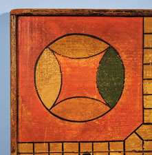 COLORFUL PARCHEESI BOARD OF EXTRAORDINARY SIZE, 1885-1890's
