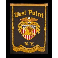 COLORFUL WEST POINT WINDOWN BANNER OF THE WWI ERA (U.S. INVOLVEMENT 1917-1918), OR SHORTLY THEREAFTER, WITH STRONG COLORS AND GRAPHICS