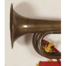 COMBINATION MARINE CORPS BUGLE, SASH, AND BANNER, WWII ERA (1941-1945), BUGLECRAFT, BROOKLYN, NEW YORK
