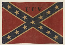 CONFEDERATE PARADE FLAG IN THE "SOUTHERN CROSS" OR "BATTLE FLAG" FORMAT, WITH A UNITED CONFEDERATE VETERAN'S OVERPRINT, AN UNUSUAL EXAMPLE, 1910-1920