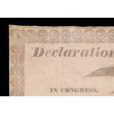 COPY OF THE DECLARATION OF INDEPENDENCE ON CLOTH, PRINTED IN BOSTON IN 1832 TO MEMORIALIZE THE PASSING OF THE LAST SURVIVING SIGNER, CHARLES CARROLL OF MARYLAND, IN THE YEAR THAT COINCIDED WITH THE 100th BIRTHDAY OF GEORGE WASHINGTON