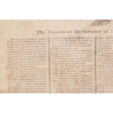 COPY OF THE DECLARATION OF INDEPENDENCE ON CLOTH, PRINTED IN BOSTON IN 1832 TO MEMORIALIZE THE PASSING OF THE LAST SURVIVING SIGNER, CHARLES CARROLL OF MARYLAND, IN THE YEAR THAT COINCIDED WITH THE 100th BIRTHDAY OF GEORGE WASHINGTON