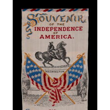 1876 CENTENNIAL STEVENSGRAPH BOOKMARK, WITH AN EXPERTLY EMBROIDERED RENDERING OF THE PAINTING OF THE PRESENTATION OF THE FINAL DRAFT OF THE DECLARATION OF INDEPENDENCE, BY THE ‘PARTY OF FIVE,” BY JOHN TRUMBULL