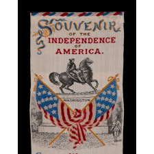 1876 CENTENNIAL STEVENSGRAPH BOOKMARK, WITH AN EXPERTLY EMBROIDERED RENDERING OF THE PAINTING OF THE PRESENTATION OF THE FINAL DRAFT OF THE DECLARATION OF INDEPENDENCE, BY THE ‘PARTY OF FIVE,” BY JOHN TRUMBULL