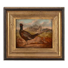 DIMINUTIVE PAINTING OF PHEASANT, OIL ON WOODEN PANEL, ENGLISH, circa 1860-80