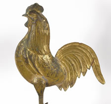 DIMINUTIVE ROOSTER WEATHERVANE WITH PLEASING AND LEGITIMATE EARLY SURFACE, CA 1875-1890's