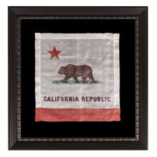 EARLY KERCHIEF WITH IMAGE OF THE CALIFORNIA STATE "BEAR" FLAG, PROBABLY MADE FOR THE PANAMA-PACIFIC INTERNATIONAL EXPOSITION IN SAN FRANCISCO IN 1915