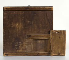 EARLY NEW ENGLAND GAME BOARD WITH SLIDING ENCLOSURE ON THE REVERSE, 1820-40