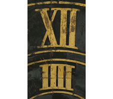 EXCEPTIONAL 1827 GERMAN TOWN CLOCK FACE WITH BLACK PAINT AND GILDED NUMERALS