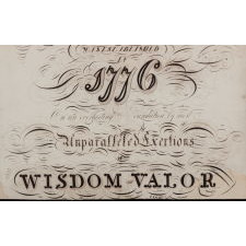 EXCEPTIONAL PATRIOTIC CALLIGRAPHY WITH REVOLUTIONARY WAR REFERENCE, MADE SOMETIME BETWEEN THE CIVIL WAR (1861-65) AND THE 1876 CENTENNIAL OF AMERICAN INDEPENDENCE