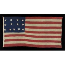 EXCEPTIONALLY RARE 13 STAR FLAG IN A 4-4-5 LINEAL PATTERN, THE ONLY KNOWN EXAMPLE WITH THIS UNUSUAL STAR DESIGN, CA 1835-1865