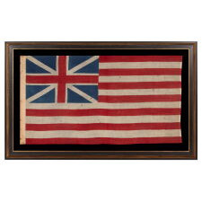 EXTRAORDINARILY RARE, 1876 EXAMPLE OF THE FIRST NATIONAL FLAG OF AMERICA, THE “GRAND UNION”, MADE BY HORSTMANN BROS. & CO. OF PHILADELPHIA FOR THE CENTENNIAL INTERNATIONAL EXHIBITION