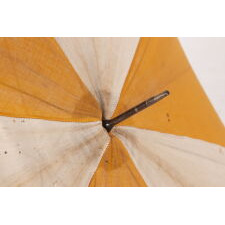 EXTRAORDINARILY RARE, YELLOW & WHITE, SUFFRAGE PARASOL / UMBRELLA, WITH “VOTES FOR WOMEN” TEXT, DISTRIBUTED BY THE NATIONAL AMERICAN WOMEN’S SUFFRAGE ASSOCIATION UNDER ANNA HOWARD SHAW’S LEADERSHIP [HEADQUARTERED IN NEW YORK], CIRCA 1913-1915