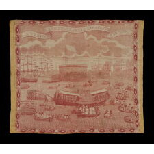 EXTRAORDINARY KERCHIEF COMMEMORATING THE RETURN OF LAFAYETTE TO THE UNITED STATES IN 1824, PRESENTLY ONE-OF-A-KIND AMONG KNOWN EXAMPLES, ATTRIBUTED TO SCOTTISH-AMERICAN TEXTILE MANUFACTURER COLIN GILLESPIE