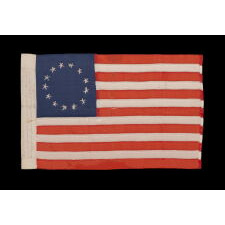 13 HAND-EMBROIDERED STARS AND EXPERTLY HAND-SEWN STRIPES ON AN ANTIQUE AMERICAN FLAG MADE IN PHILADELPHIA BY RACHEL ALBRIGHT, GRANDDAUGHTER OF BETSY ROSS, SIGNED & DATED 1903