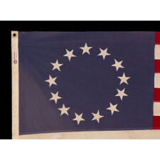 13 STARS IN THE BETSY ROSS PATTERN, ON A VINTAGE AMERICAN FLAG, MADE BY THE ANNIN COMPANY OF NEW YORK & NEW JERSEY, circa 1955 - 1965