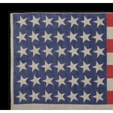 42 CANTED STARS ON AN ANTIQUE AMERICAN FLAG THAT REFLECTS THE ADDITION OF WASHINGTON STATE, MONTANA, AND THE DAKOTAS, NEVER AN OFFICIAL STAR COUNT, circa 1889-1890