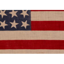 42 STARS ON AN ANTIQUE AMERICAN FLAG WITH SCATTERED STAR POSITIONING, REFLECTS THE ADDITION OF WASHINGTON STATE, MONTANA, AND THE DAKOTAS, NEVER AN OFFICIAL STAR COUNT, circa 1889-1890