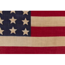 42 STARS ON AN ANTIQUE AMERICAN FLAG WITH A WAVE CONFIGURATION OF LINEAL COLUMNS, AN UNOFFICIAL STAR COUNT THAT REFLECTS THE ADDITION OF WASHINGTON STATE, MONTANA, AND THE DAKOTAS, circa 1889-1890