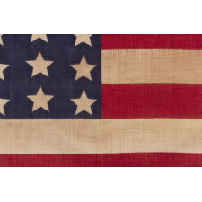 42 STARS ON AN ANTIQUE AMERICAN FLAG WITH A WAVE CONFIGURATION OF LINEAL COLUMNS, AN UNOFFICIAL STAR COUNT THAT REFLECTS THE ADDITION OF WASHINGTON STATE, MONTANA, AND THE DAKOTAS, circa 1889-1890