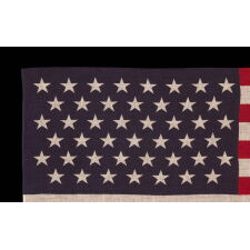45 STARS IN STAGGERED ROWS ON AN ANTIQUE AMERICAN PARADE FLAG OF THE 1896-1908 PERIOD, SPANISH-AMERICAN WAR ERA; REFLECTS UTAH STATEHOOD