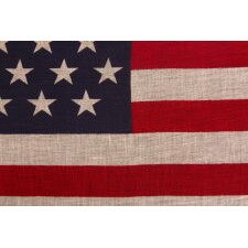 45 STARS IN STAGGERED ROWS ON AN ANTIQUE AMERICAN PARADE FLAG OF THE 1896-1908 PERIOD, SPANISH-AMERICAN WAR ERA, REFLECTING UTAH STATEHOOD