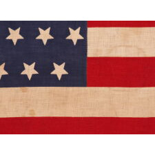 45 UPSIDE-DOWN STARS ON AN ANTIQUE AMERICAN FLAG MADE IN THE ERA OF THE SPANISH-AMERICAN WAR (1898), WHEN UTAH WAS THE MOST RECENT STATE TO JOIN THE UNION, circa 1896-1908