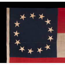 CONFEDERATE 1st NATIONAL PATTERN COMPANY FLAG (A.K.A., "STARS & BARS"), CARRIED BY THE “GRIMES COUNTY GREYS,” FORMALLY DESIGNATED “G” COMPANY OF THE 4th TEXAS INFANTRY, INTEGRAL TO HOOD’S FAMOUS “TEXAS BRIGADE,” ARMY OF NORTHERN VIRGINIA; ATTRIBUTED TO FLAG MAKER HENRY CASSIDY OF NEW ORLEANS; SENT TO THE FAMILY OF SGT. JAMES L. GOULD IN 1863, FOLLOWING HIS DEATH AT LITTLE ROUND TOP, GETTYSBURG