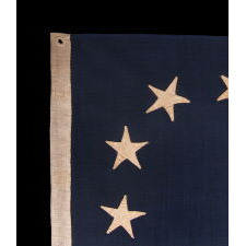 CONFEDERATE 1st NATIONAL PATTERN COMPANY FLAG (A.K.A., "STARS & BARS"), CARRIED BY THE “GRIMES COUNTY GREYS,” FORMALLY DESIGNATED “G” COMPANY OF THE 4th TEXAS INFANTRY, INTEGRAL TO HOOD’S FAMOUS “TEXAS BRIGADE,” ARMY OF NORTHERN VIRGINIA; ATTRIBUTED TO FLAG MAKER HENRY CASSIDY OF NEW ORLEANS; SENT TO THE FAMILY OF SGT. JAMES L. GOULD IN 1863, FOLLOWING HIS DEATH AT LITTLE ROUND TOP, GETTYSBURG
