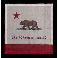 EARLY KERCHIEF IN THE FORM OF THE CALIFORNIA STATE BEAR FLAG, PROBABLY MADE FOR THE PANAMA-PACIFIC INTERNATIONAL EXPOSITION IN SAN FRANCISCO IN 1915