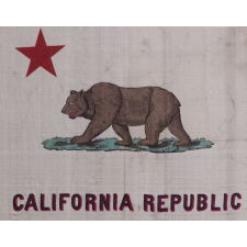 EARLY KERCHIEF IN THE FORM OF THE CALIFORNIA STATE BEAR FLAG, PROBABLY MADE FOR THE PANAMA-PACIFIC INTERNATIONAL EXPOSITION IN SAN FRANCISCO IN 1915