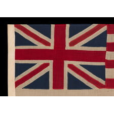 EXTRAORDINARILY RARE, 1876 EXAMPLE OF THE FIRST NATIONAL FLAG OF AMERICA, THE “GRAND UNION” OR “CONTINENTAL COLORS,” MADE TO CELEBRATE THE 100TH ANNIVERSARY OF AMERICAN INDEPENDENCE, ALMOST CERTAINLY FOR DISPLAY AT THE CENTENNIAL INTERNATIONAL EXHIBITION IN PHILADELPHIA
