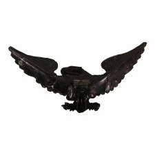 PRESSED BRASS EAGLE, AN EARLY PARADE FLAG HOLDER & BUNTING TIE-BACK, AN ESPECIALLY ATTRACTIVE EXAMPLE, circa 1880-1895