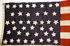 ANTIQUE AMERICAN FLAG WITH 41 STARS, AN UNOFFICIAL STAR COUNT, ACCURATE FOR JUST 3 DAYS AND AMONG THE MOST RARE EXAMPLES OF THE 19TH CENTURY, MONTANA STATEHOOD, CA 1889