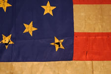 CIVIL WAR INFANTRY BATTLE FLAG, 34 GILT-PAINTED STARS, DIMINUTIVE FORM
