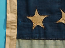 34 STARS, 1861-63, CIVIL WAR PERIOD, HAND-SEWN, SINGLE-APPLIQUED STARS