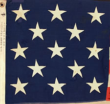 13 STARS, 1895-1926, 3-2-3-2-3 CONFIGURATION, MARKED U.S. ARMY STANDARD BUNTING