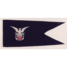 FORKED SWALLOWTAIL PENNANT OF THE U.S. NAVY RESERVE FORCE MERCHANT MARINE, EXTREMELY RARE & BEAUTIFULLY GRAPHIC, MADE AT MARE ISLAND, CALIFORNIA, SIGNED & DATED