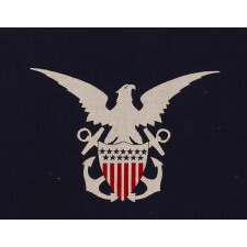 FORKED SWALLOWTAIL PENNANT OF THE U.S. NAVY RESERVE FORCE MERCHANT MARINE, EXTREMELY RARE & BEAUTIFULLY GRAPHIC, MADE AT MARE ISLAND, CALIFORNIA, SIGNED & DATED