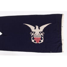 FORKED SWALLOWTAIL PENNANT OF THE U.S. NAVY RESERVE FORCE MERCHANT MARINE, EXTREMELY RARE & BEAUTIFULLY GRAPHIC, MADE AT MARE ISLAND, CALIFORNIA, SIGNED & DATED