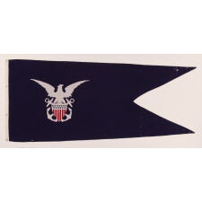 FORKED SWALLOWTAIL PENNANT OF THE U.S. NAVY RESERVE FORCE MERCHANT MARINE, EXTREMELY RARE & BEAUTIFULLY GRAPHIC, MADE AT MARE ISLAND, CALIFORNIA, SIGNED & DATED