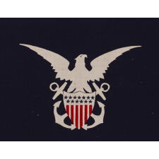 FORKED SWALLOWTAIL PENNANT OF THE U.S. NAVY RESERVE FORCE MERCHANT MARINE, EXTREMELY RARE & BEAUTIFULLY GRAPHIC, MADE AT MARE ISLAND, CALIFORNIA, SIGNED & DATED