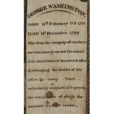EXTRAORDINARILY EARLY (1806) PRINTED LINEN KERCHIEF GLORIFYING GEORGE WASHINGTON, GERMANTOWN PRINT WORKS, GERMANTOWN, PENNSYLVANIA
