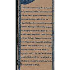 EXTRAORDINARILY EARLY (1806) PRINTED LINEN KERCHIEF GLORIFYING GEORGE WASHINGTON, GERMANTOWN PRINT WORKS, GERMANTOWN, PENNSYLVANIA; EXHIBITED JANUARY – AUGUST, 2023 AT THE MUSEUM OF THE AMERICAN REVOLUTION