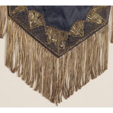 ELABORATE SILK BANNER WITH GILDED TEXT, SPECTACULAR BULLION TRIM, AND A BEAUTIFULLY PAINTED RENDITION OF GEORGE WASHINGTON'S ‘PRAYER AT VALLEY FORGE,’ MADE FOR THE PHILADELPHIA CHAPTER OF THE PATRIOTIC ORDER SONS OF AMERICA FRATERNAL ORGANIZATION, IN 1901, BY ESTEEMED FLAG-MAKER LOUIS E. STILZ & BROTHERS